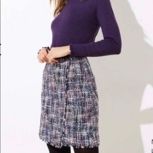 Loft tweed faux wrap skirt, lined, NWT, size 6.